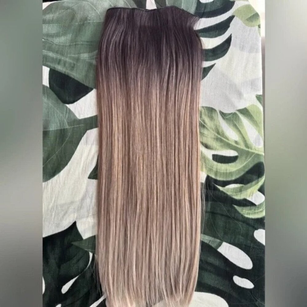 Human hair blend Balayage ash Blonde Clip In Hair Extensions 22 In - Picture 3 of 6